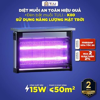 Đèn bắt muỗi năng lượng mặt trời cao cấp TULI K80, 15W, 4000mAh, Sử dụng ngoài trời, BH 24 Tháng