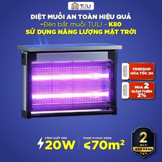 Đèn bắt muỗi năng lượng mặt trời TULI K80, 20W, Thu hút diệt côn trùng ngoài vườn, BH 24 Tháng