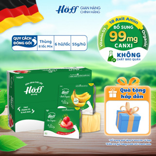 Thùng sữa chua trẻ em Hoff mix vị bổ sung Chuối, Dâu organic cho bé ăn dặm 8 LỐC (48 hộp x 55g)