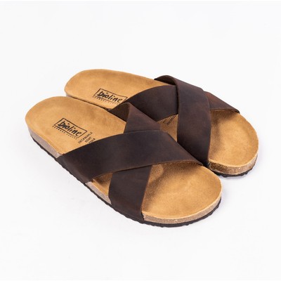Dép Birken Đế Trấu BIOLINE Official Thiết Kế Unisex Quai Chữ X Da Bò Thật  - D03