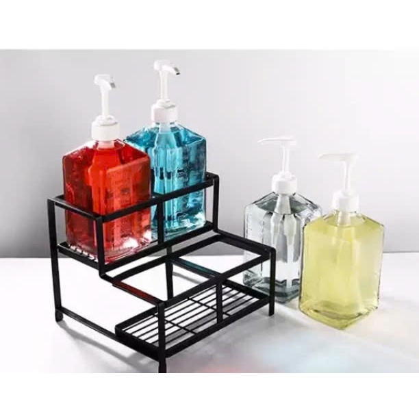 Dụng cụ giá kệ đựng bình bơm pump đường siro 4 ngăn inox tĩnh điện không gỉ cao cấp đẹp dày dặn