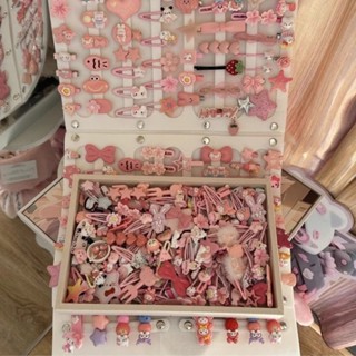 Set 50 kẹp tóc màu hồng mẫu Hello Kitty dành cho bé yêu bé điệu phong cách hàn quốc