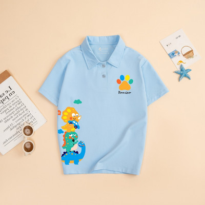 Áo polo bé trai in hình khủng long nhiều màu chất cotton 4 chiều  - Áo thun có cổ cho bé Loza Kids PL3050