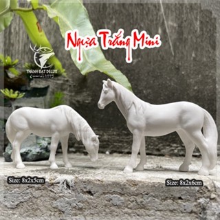 Tượng Ngựa Trắng Mini Trang Trí Tiểu Cảnh Terrarium, Cây Bonsai, Hòn Non Bộ, Hồ Thủy Sinh, Lũa , Bàn