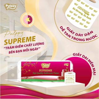 Lốc 10 cuộn giấy vệ sinh cao cấp Pulppy Supreme 4 lớp mềm mịn dai không mùi và tiện lợi