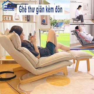 Ghế thư giãn đọc sách kèm ghế đôn điều chỉnh ngả lưng nằm ngủ - Sofa thư giãn, Ghế lười tựa lưng đệm nỉ decor nhà đẹp