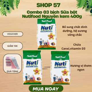 Combo 3 bịch sữa nguyên kem nutifood 400g cho cả gia đình