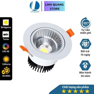 Đèn LED âm trần Linh Quang chiếu điểm CRI>98 lỗ khoét 70, âm trần spotlight COB 5w/7w vỏ trắng