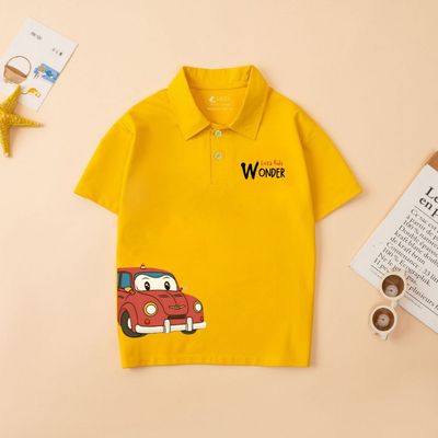 Áo polo bé trai in hình ô tô cotton 4 chiều mềm mại - Áo thun có cổ cho bé LOZA KIDS PL3051