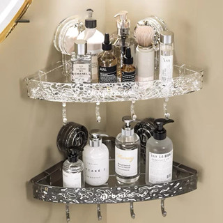 Kệ Góc Tam Giác Đa Năng Gắn Tường - Kệ Nhà Tắm Hút Chân Không Siêu Dính Có Móc Treo - HD Store