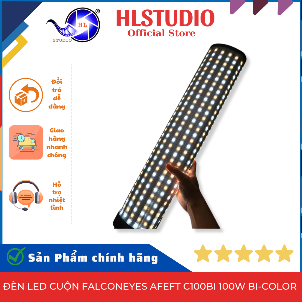 Đèn Led Cuộn Falconeyes AFEFT C100BI 100W Bi-Color 2700K-6500K 880 LED HL Studio
