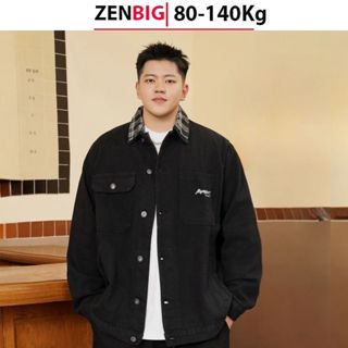 Áo Khoác Jean Nam BigSize ZENBIG dành cho người từ 80-140kg, Áo jeans form rộng phối cổ sơ mi trẻ trung năng động.