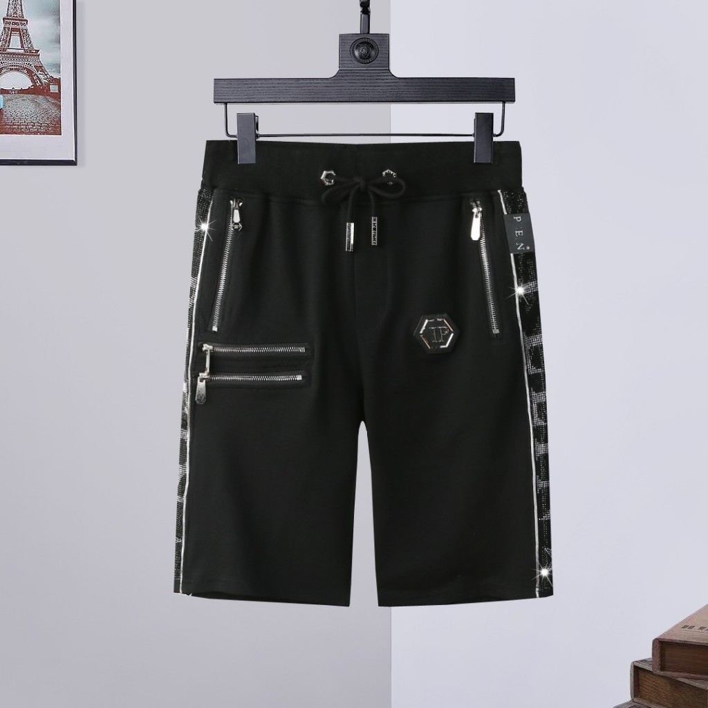 Quần short gió nam Philipp Plein logo kim loại qp phối khóa pp 2 màu chất vải gió Hàng Quảng Châu