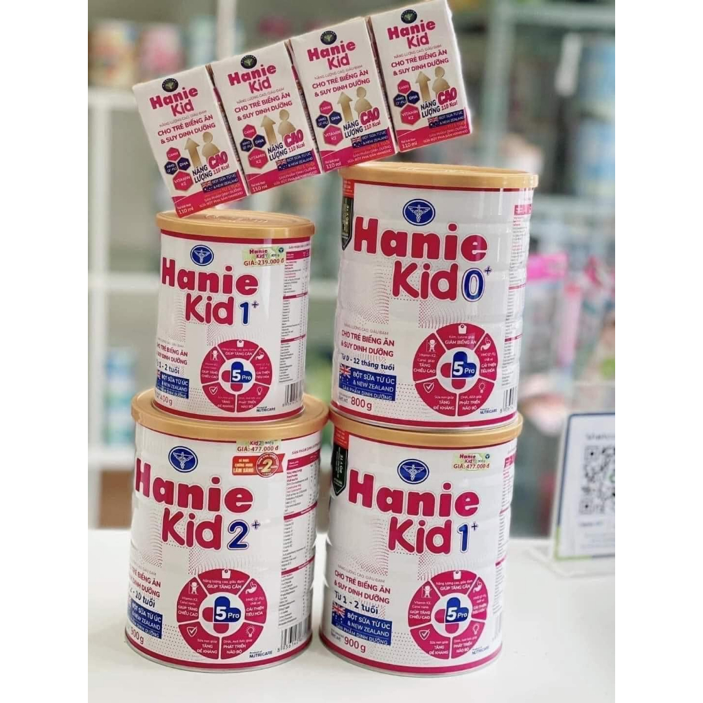 Sữa bột Nutricare Hanie Kid 0+, 1+, 2+ cho trẻ biếng ăn suy dinh dưỡng (850g)