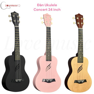 Đàn Ukulele Concert Gỗ 24 inch Love Music Lỗ Lá Cao Cấp
