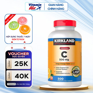 Vitamin C tăng cường miễn dịch Vitamin C 500mg 500 viên Kirkland Signature giúp tăng sức đề kháng, đẹp da của Mỹ