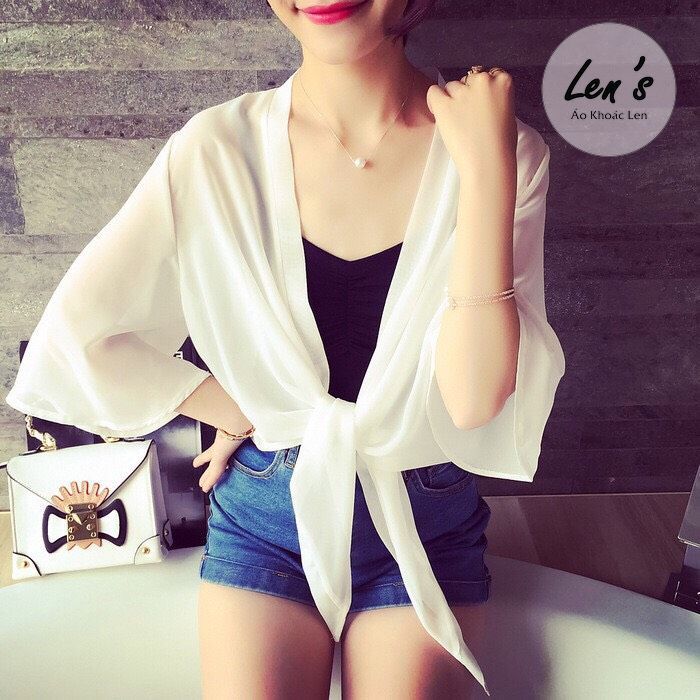 Áo khoác voan lửng cột eo khoác nhẹ