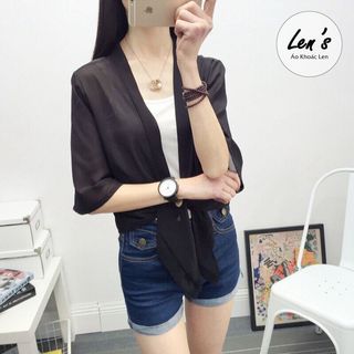Áo khoác voan lửng cột eo khoác nhẹ