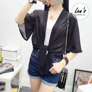 Áo khoác voan lửng cột eo khoác nhẹ