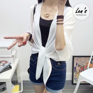 Áo khoác voan lửng cột eo khoác nhẹ