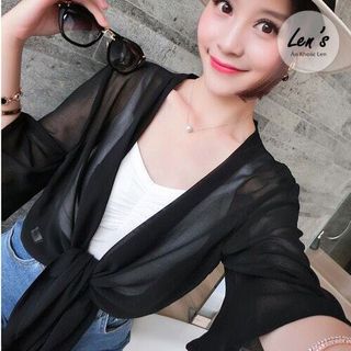 Áo khoác voan lửng cột eo khoác nhẹ