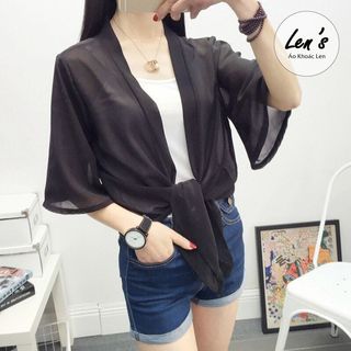 Áo khoác voan lửng cột eo khoác nhẹ