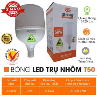 Bóng Đèn LED G8 HOME Siêu Sáng – Tiết Kiệm Điện, Vỏ Nhôm Bền Bỉ (30W/50W/60W)