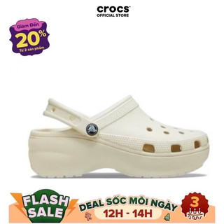    CHÍNH HÃNG   Dép GIÀY CLOG UNISEX CROCS PLATFORM CLASSIC - BONE 