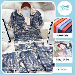 Bộ lụa cao cấp tay ngắn quần dài Sam luxury CDPC1 đồ ngủ pijama lụa mềm nhẹ không nhăn an toàn