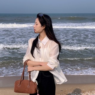 (Kèm áo hai dây) Áo sơ mi chất đũi basic phong cách mùa hè đi biển HAVANA SAT318