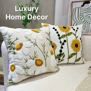    Hàng Có Sẵn   Gối Sofa Tựa Lưng Vỏ Áo Gối Vuông Thêu Hoa Cúc Phong Cách Bắc Âu Cổ Điển Trang Trí Nội Thất 