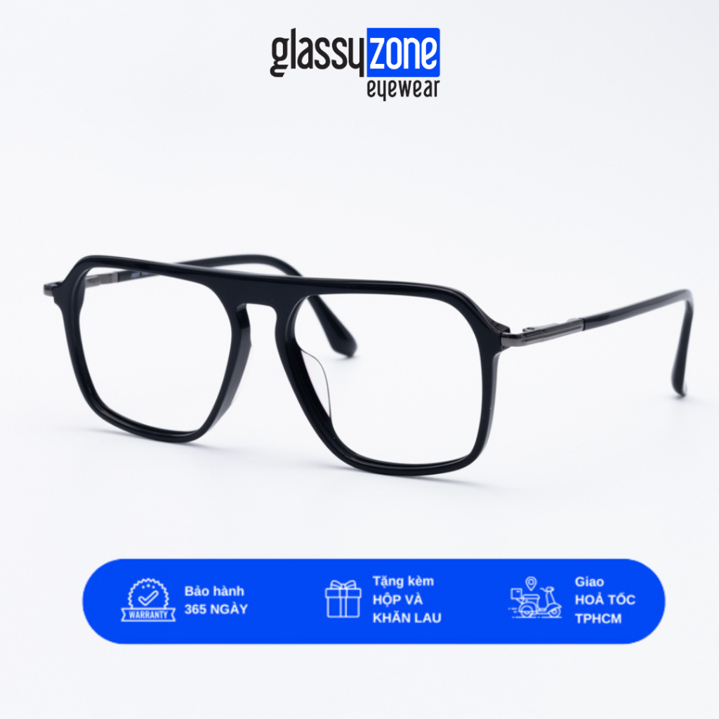 Gọng kính cận, Mắt kính giả cận Acetate Form vuông Nam Nữ Avery 14034- GlassyZone