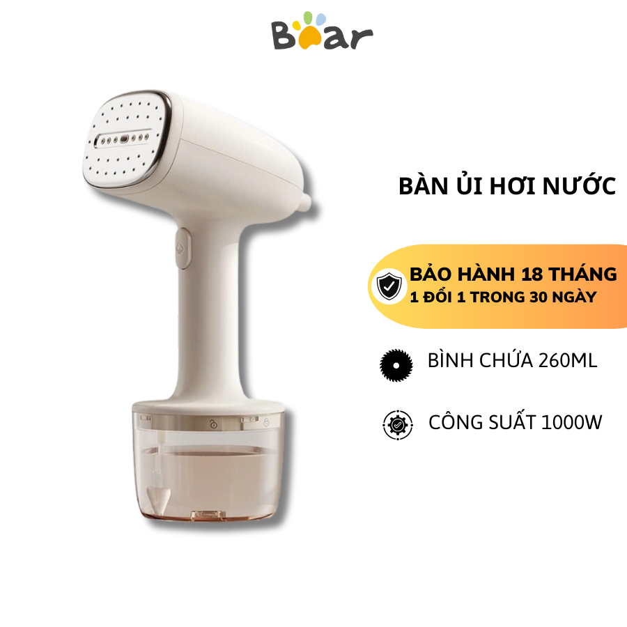 Bàn ủi hơi nước BEAR GTJ-D10M1, Công suất 1000W,Luồng hơi nước mạnh mẽ làm phẳng quần áo BH 18 Tháng