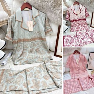 Bộ Pijama Nữ- Đồ Ngủ Mặc Nhà Sam Luxury Cao Cấp Dáng Áo Tay ngắn Quần Dài Chất Liệu Lụa Mềm Mịn