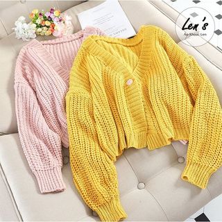 Áo khoác len dáng ngắn 1 nút len thừng