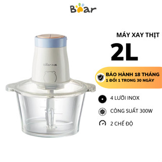 Máy Xay Thịt Mini Đa Năng 2L BEAR B02Q1 - 4 Lưỡi Inox Xay Thịt- Tỏi Ớt Hành- Đá Bào, BH 18 Tháng