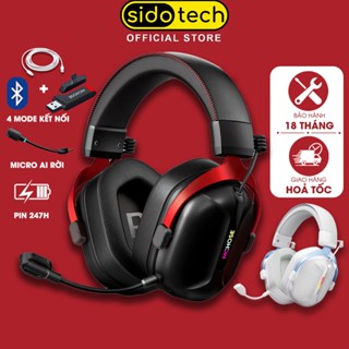 Tai nghe chụp tai bluetooth SIDOTECH S9PRO không dây 3 mode gaming có mic rời âm thanh vòm 3D 7.1 pin 55h Bt5.3 2.4g