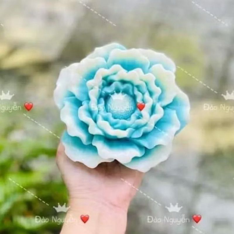 Khuôn silicon khuôn hoa mẫu đơn cánh dày 16cm