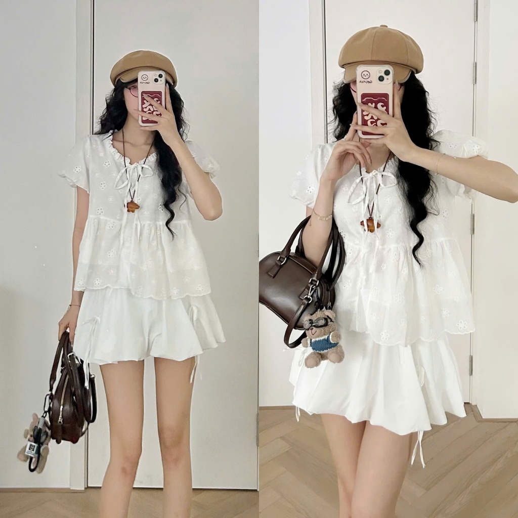 [CÓ BIGSIZE] Áo babydoll AIMEE thô boil phối cổ bèo tay bồng #499 HAVANA AO417 | BigBuy360 - bigbuy360.vn