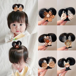 Kẹp tóc cho bé gái - gắn nơ và chỏm tóc giả xinh xắn