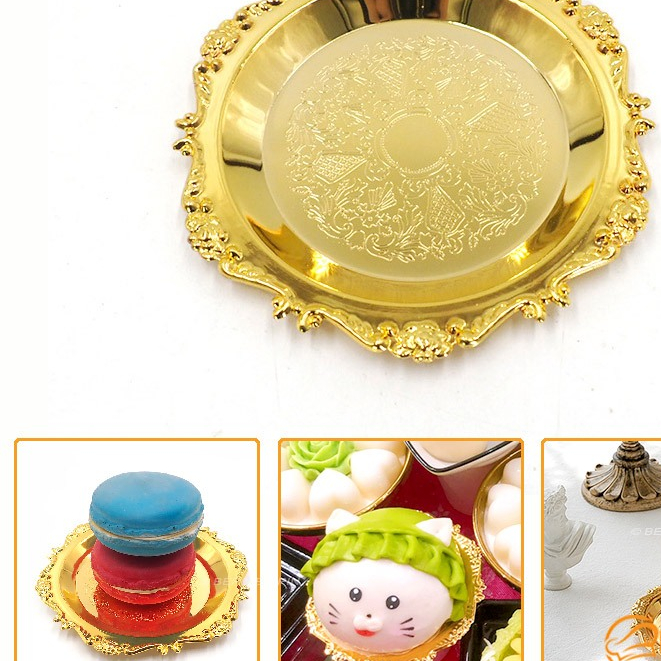Đĩa mạ vàng họa tiết, đĩa đựng bánh bao, đĩa đựng hoa quả khay decor nhiều size