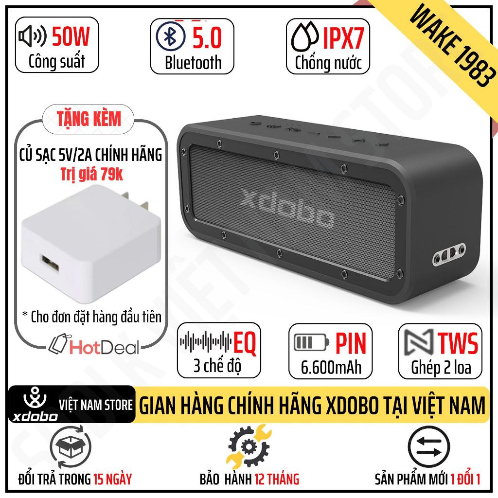 Loa Bluetooth Xdobo Wake 1983 PKCB93 Công Suất 50W Siêu Trầm Như Tronsmart Force Plus Bản Cập Nhật X