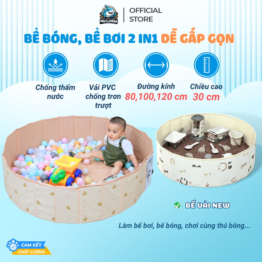 Bể bóng cho bé bằng vải cao cấp cho bé, bể bóng gấp gọn bằng vải bé trai bé trái