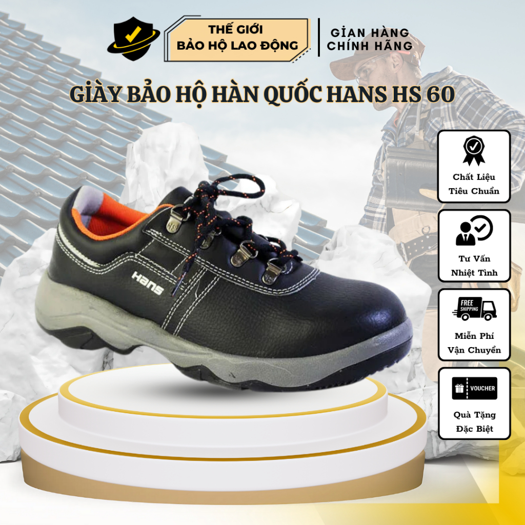[CHÍNH HÃNG] Giày Bảo Hộ Hans HS60 - Da Chất Lượng Cao Chống Thấm Nước, Chống Đâm Xuyên, Va Đập Mạnh