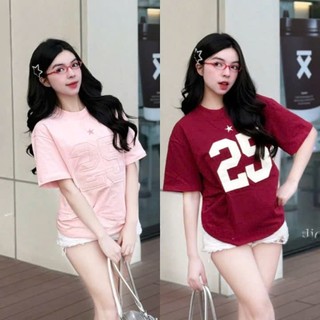 Áo Thun Nữ, Áo phông số 25 Thêu Dạ Cotton 2 Chiều Form Dáng Rộng Mix Đồ Xinh Hàng QC