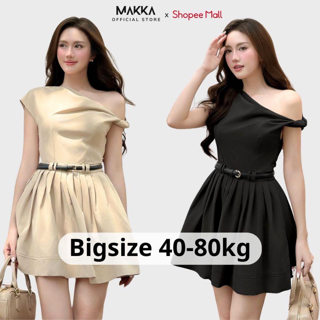 Váy nữ MAKKA váy thiết kế vặn 1 bên vai phối tùng xếp ly xòe siêu xinh 5008