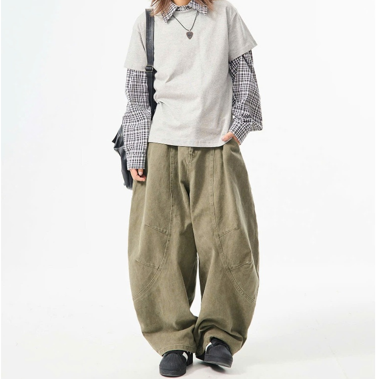 Quần Jean Retro Form Rộng GODMOTHER Quần Jean Harem Cạp Trễ Túi Kiểu Phong Cách Đường Phố Năng Động | BigBuy360 - bigbuy360.vn