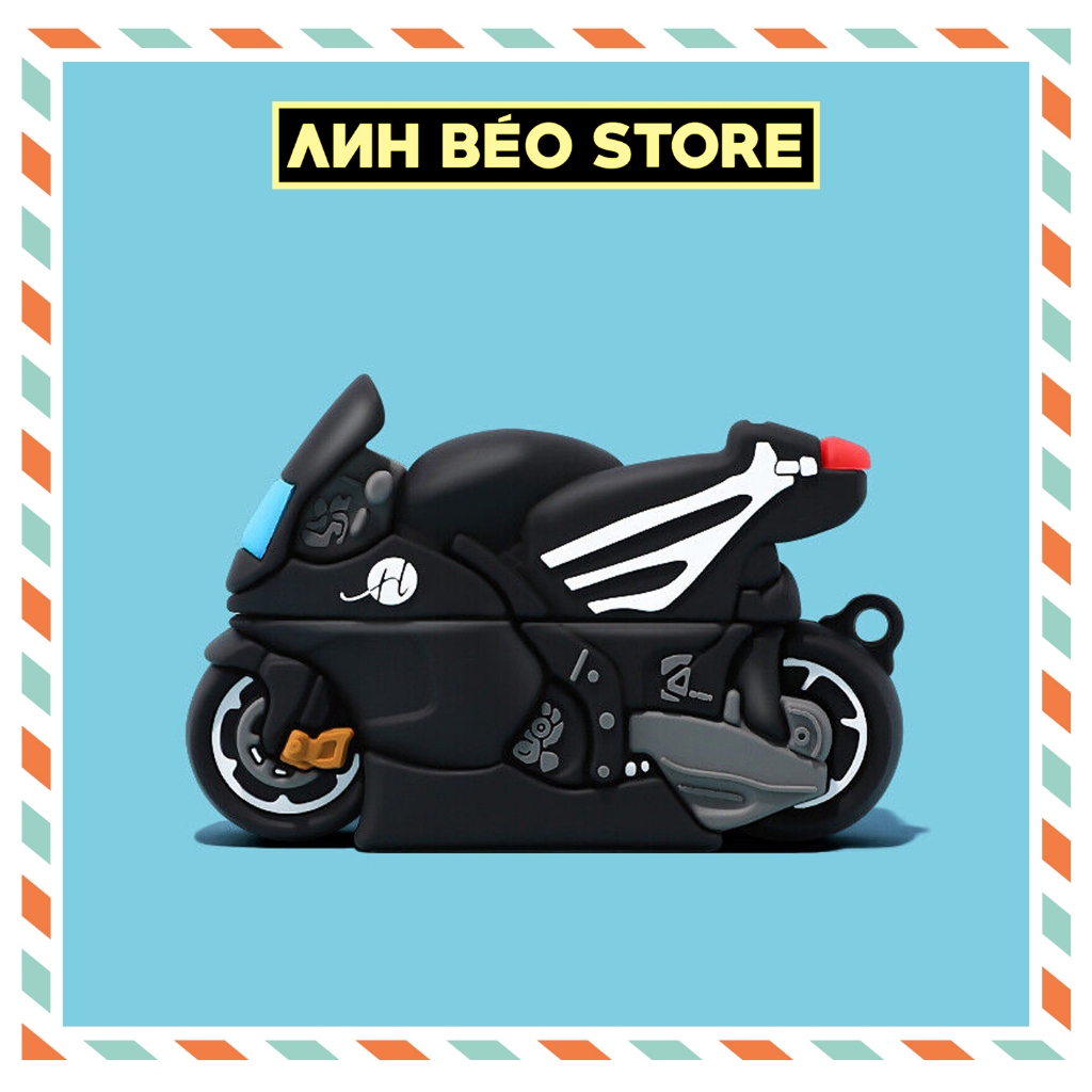 Vỏ Ốp Airpod 2 3 4 Pro Pro 2 Xe Moto kèm móc khóa, Case Airpods Silicon Motobike