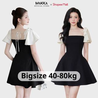 Váy nữ thiết kế MAKKA váy đen dáng xòe thiết kế tay phối kem 5001