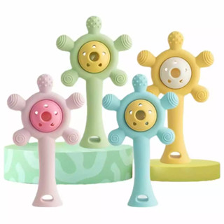 (Tặng Hộp)Gặm Nướu Cho Bé Hình Hoa,Gặm Nướu Cầm Tay Lục Lạc Silicon Mềm Không BPA An Toàn Cho Bé